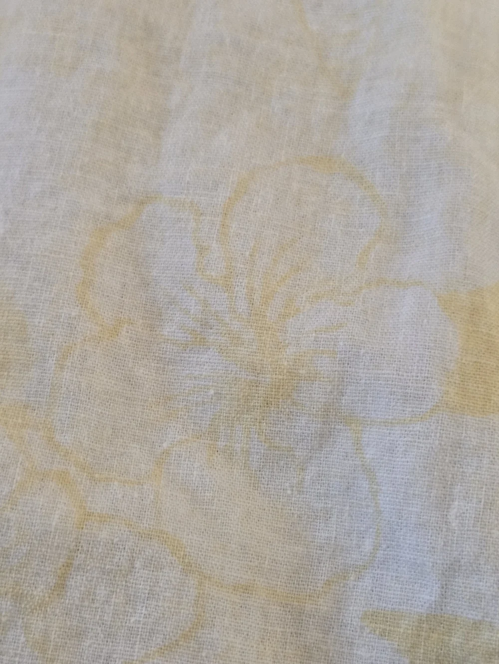 CJ Banks Plus Size 2X Yellow White Tropical Floral Linen Rayon Shirt Cottagecore